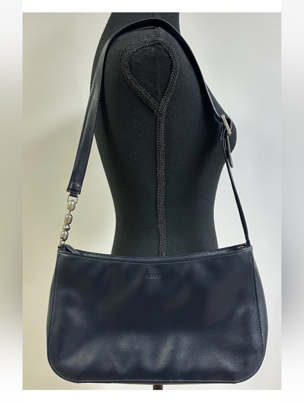 Vtg Picard Made In Germany Genuine Leather Navy Blue Hobo Bag